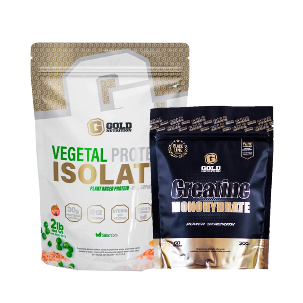 Combo Vegetal Protein 2lb + Creatina 300g Gold Nutrition